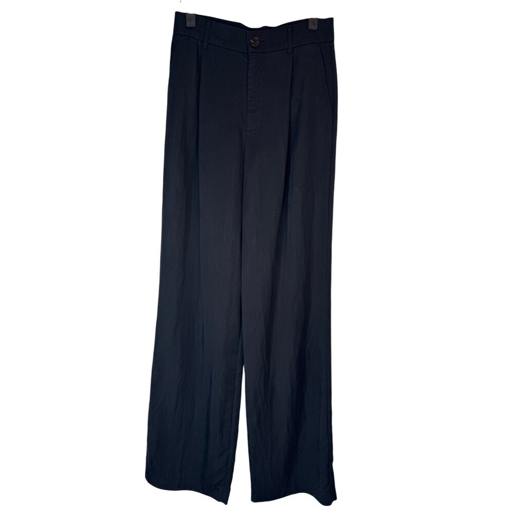 Zara XS Black Wide-Leg Pants Lyocell & Polyester Blend